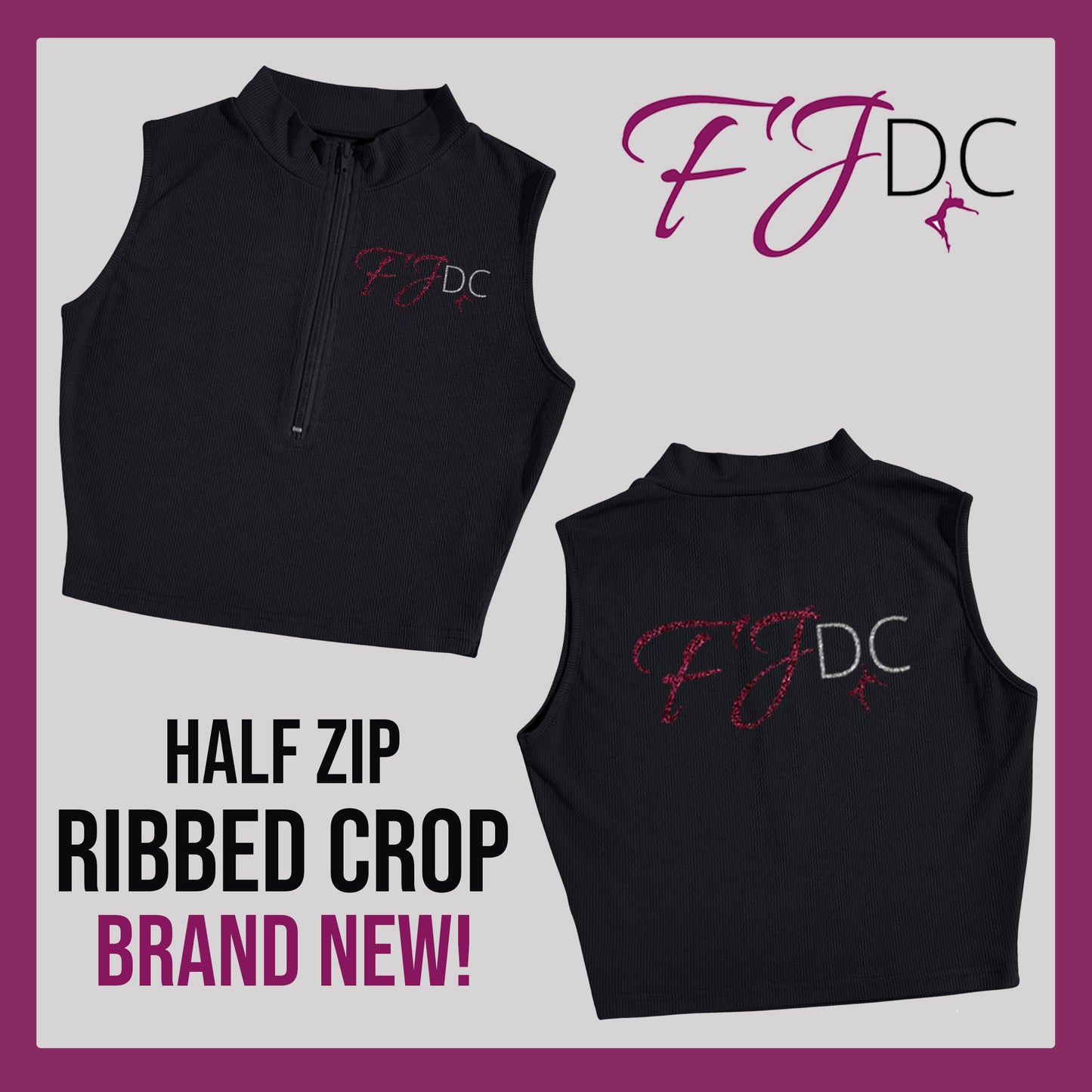 FJDC Half Zip Ribbed Crop